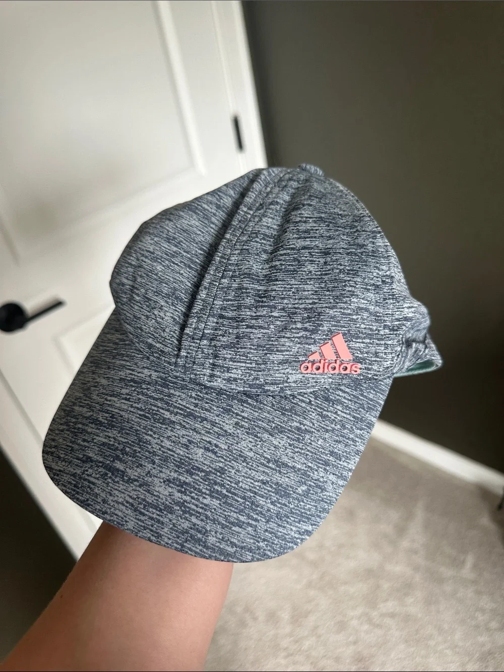 adidas Blue Heather Cap with Pink Logo
